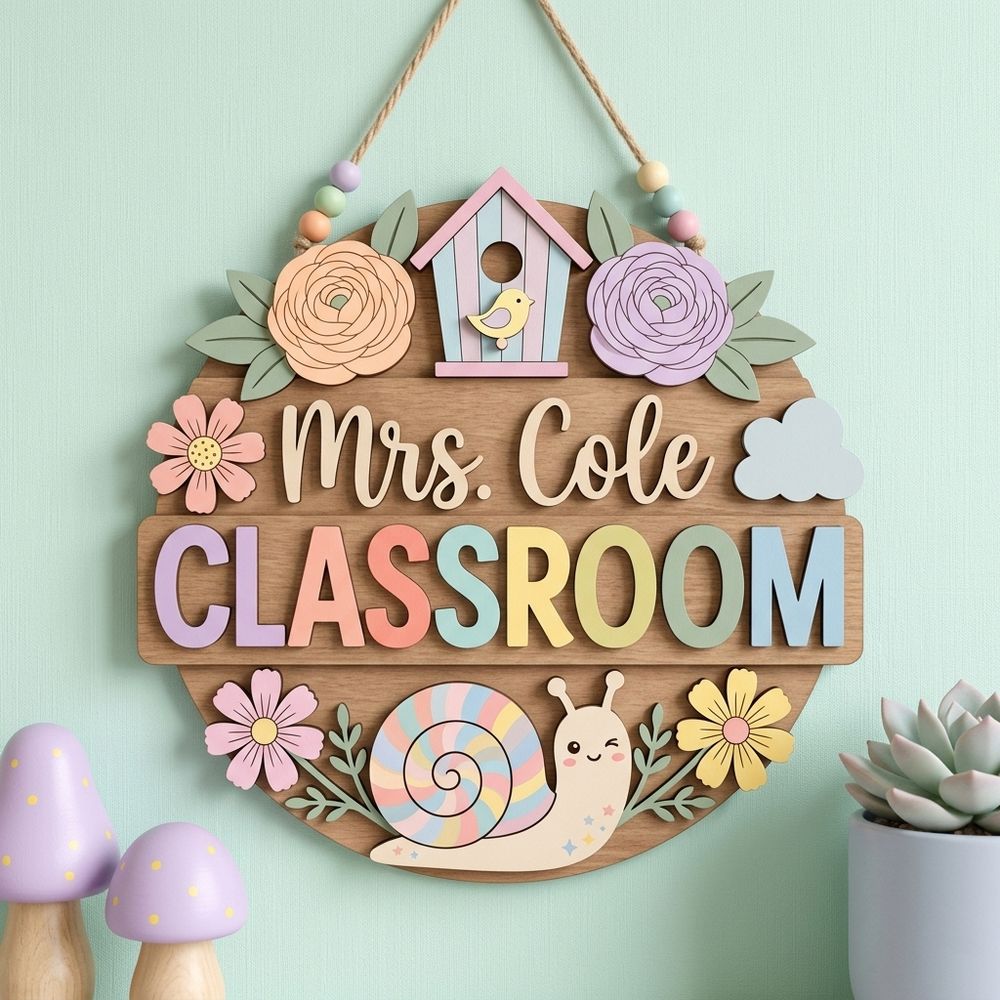Personalized Classroom Welcome Wood Sign, Custom Teacher Door Hanger, Cute School Wall Decor, Back To School Appreciation Gift For Teachers - Style 10