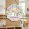 Personalized Classroom Welcome Wood Sign, Custom Teacher Door Hanger, Cute School Wall Decor, Back To School Appreciation Gift For Teachers - Style 14