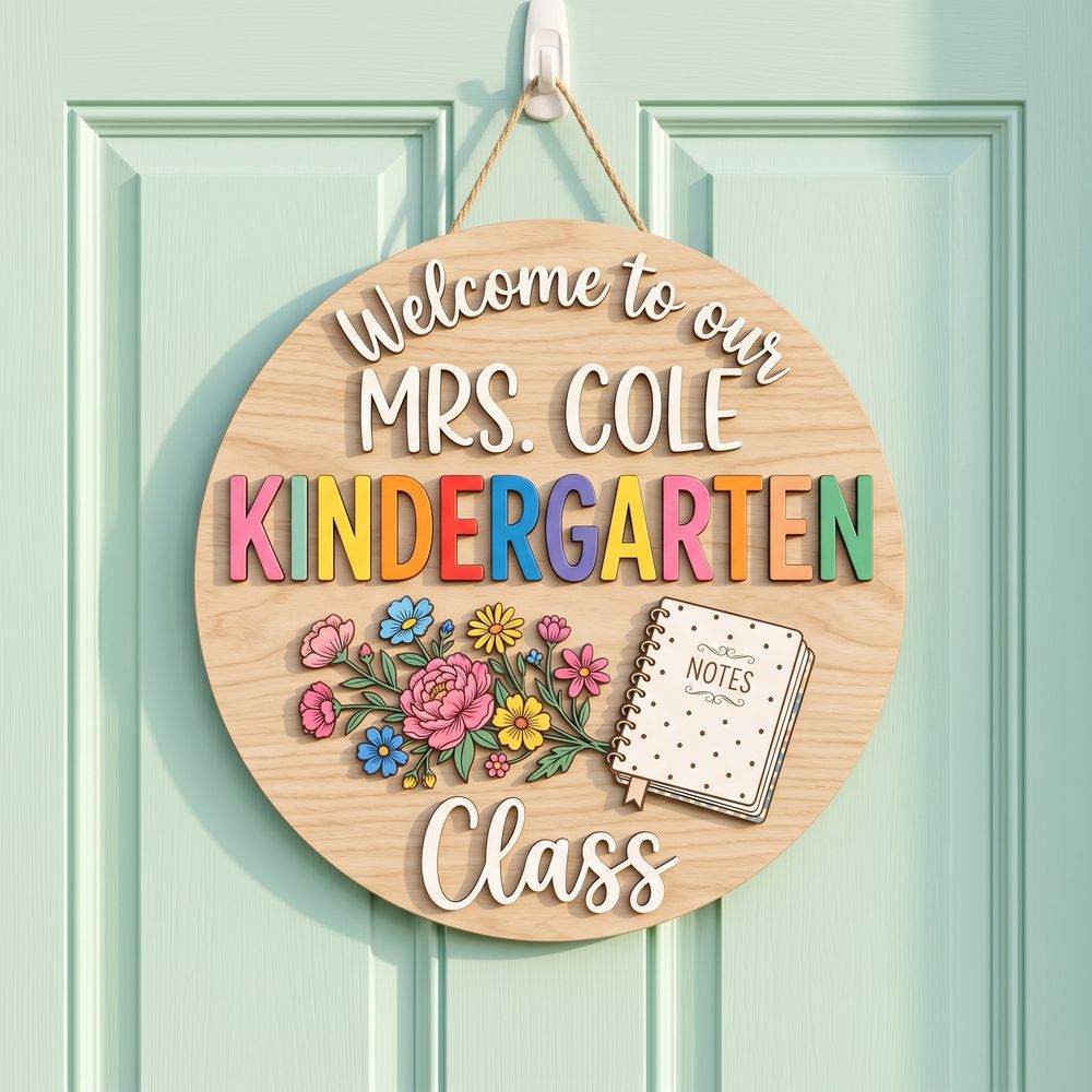 Personalized Classroom Welcome Wood Sign, Custom Teacher Door Hanger, Cute School Wall Decor, Back To School Appreciation Gift For Teachers - Style 18