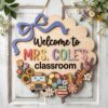 Personalized Classroom Welcome Wood Sign, Custom Teacher Door Hanger, Cute School Wall Decor, Back To School Appreciation Gift For Teachers - Style 19