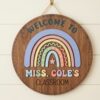 Personalized Classroom Welcome Wood Sign, Custom Teacher Door Hanger, Cute School Wall Decor, Back To School Appreciation Gift For Teachers - Style 20