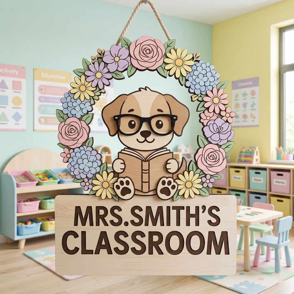 Personalized Classroom Welcome Wood Sign, Custom Teacher Door Hanger, Cute School Wall Decor, Back To School Appreciation Gift For Teachers - Style 22
