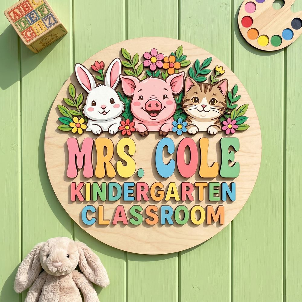 Personalized Classroom Welcome Wood Sign, Custom Teacher Door Hanger, Cute School Wall Decor, Back To School Appreciation Gift For Teachers - Style 23