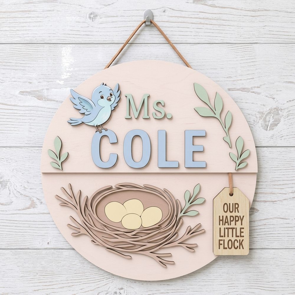 Personalized Classroom Welcome Wood Sign, Custom Teacher Door Hanger, Cute School Wall Decor, Back To School Appreciation Gift For Teachers - Style 3
