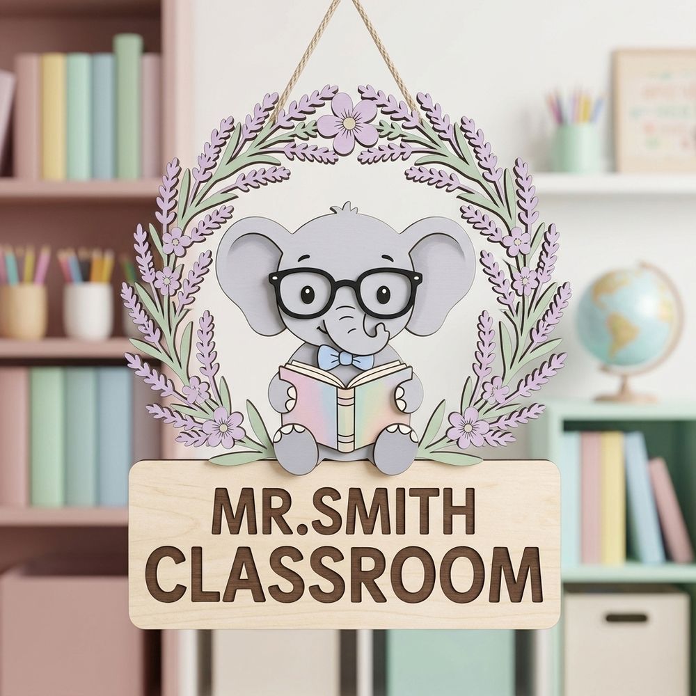 Personalized Classroom Welcome Wood Sign, Custom Teacher Door Hanger, Cute School Wall Decor, Back To School Appreciation Gift For Teachers - Style 5