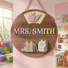 Personalized Classroom Welcome Wood Sign, Custom Teacher Door Hanger, Cute School Wall Decor, Back To School Appreciation Gift For Teachers - Style 8