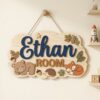 Personalized Cloud Shape Wooden Name Sign For Nursery Custom Woodland Animals Wall Decor For Baby Boy Room 3D Wood Hanging Sign Unique Baby Gift - Style 5