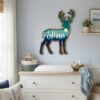Personalized Deer Wood Name Sign For Nursery Wall Decor Custom Mountain Forest Wooden Nameplate For Baby Boy Room Woodland Animal Toddler Birthday - View 3