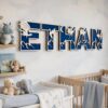 Personalized Dragon Wooden Name Sign For Boys Nursery Custom 3D Mountain Wood Name Wall Decor For Kids Room Unique Baby Shower Gift - View 2