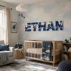 Personalized Dragon Wooden Name Sign For Boys Nursery Custom 3D Mountain Wood Name Wall Decor For Kids Room Unique Baby Shower Gift - View 3
