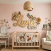 Personalized Floral Wood Name Sign For Baby Girl Nursery Custom Butterfly And Sunflower Wooden Wall Art Garden Theme Kids Room Decor New Baby Gift - View 4