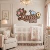 Personalized Floral Wood Name Sign For Baby Girl Nursery Custom Sunflower And Hydrangea Wooden Wall Art Butterfly Garden Kids Room Decor New Baby Gift - View 3