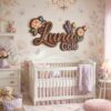 Personalized Floral Wooden Name Sign For Nursery Custom 3D Layered Flower And Butterfly Wood Name Wall Decor For Baby Girl Room Nursery - View 2