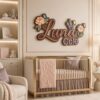 Personalized Floral Wooden Name Sign For Nursery Custom 3D Layered Flower And Butterfly Wood Name Wall Decor For Baby Girl Room Nursery - View 3