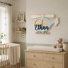 Personalized Helicopter Wood Name Sign For Nursery Wall Decor Custom Wooden Chopper Nameplate For Baby Boy Room Personalized Toddler Birthday Gift - View 1