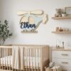 Personalized Helicopter Wood Name Sign For Nursery Wall Decor Custom Wooden Chopper Nameplate For Baby Boy Room Personalized Toddler Birthday Gift - View 3