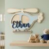 Personalized Helicopter Wood Name Sign For Nursery Wall Decor Custom Wooden Chopper Nameplate For Baby Boy Room Personalized Toddler Birthday Gift