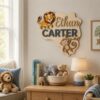 Personalized Jungle Safari Animal Wood Name Sign Custom Lion And Monkey Wooden Wall Art For Nursery Kids Bedroom Nameplate Baby Shower Birthday Gift - View 4