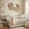 Personalized Lavender And Peony Wood Name Sign For Nursery Wall Decor Custom Floral Wooden Nameplate For Baby Girl Room Wildflower Birthday Gift Ideas - View 3