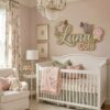 Personalized Lavender And Peony Wood Name Sign For Nursery Wall Decor Custom Floral Wooden Nameplate For Baby Girl Room Wildflower Birthday Gift Ideas - View 4