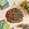 Personalized Math Teacher Classroom Sign, Custom Wooden Door Plaque With Teacher Name, School Wall Decor, Appreciation Gift For Back To School - Style 5