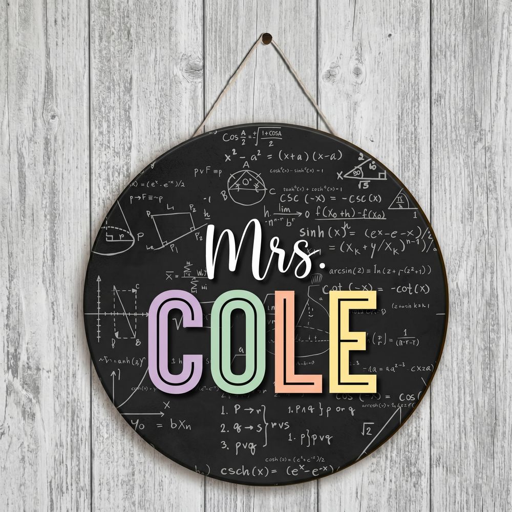 Personalized Math Teacher Classroom Sign, Custom Wooden Door Plaque With Teacher Name, School Wall Decor, Appreciation Gift For Back To School - Style 8