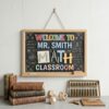 Personalized Math Teacher Classroom Sign, Custom Wooden Door Plaque With Teacher Name, School Wall Decor, Appreciation Gift For Back To School - Style 9