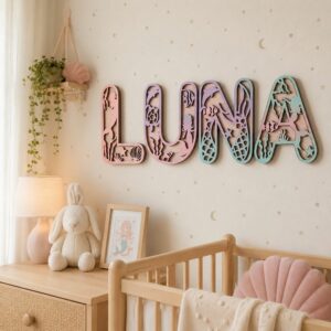 Personalized Mermaid Wooden Name Sign For Nursery Decor Custom Ocean Under The Sea Kids Room Wall Art Wooden Letters For Girls Bedroom - View 1