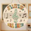 Personalized Music Teacher Name Wood Sign, Custom Music Classroom Wall Decor, Wooden Door Plaque, Teacher Appreciation Back To School Gift For School - Style 4