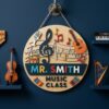 Personalized Music Teacher Name Wood Sign, Custom Music Classroom Wall Decor, Wooden Door Plaque, Teacher Appreciation Back To School Gift For School - Style 9