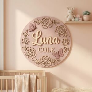 Personalized Name Sign Nursery Decor Unique Baby Shower Gifts Custom Childrens Room Decor Elegant Kids Room Wall Art Keepsake Gift