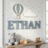 Personalized Nursery Name Wood Sign Custom Dreamy Sky Theme Wooden Wall Decor For Baby Room Kids Bedroom Over The Crib Newborn Shower Gift Boys Girls - Style 1