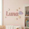 Personalized Nursery Name Wood Sign Custom Dreamy Sky Theme Wooden Wall Decor For Baby Room Kids Bedroom Over The Crib Newborn Shower Gift Boys Girls - Style 3