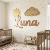 Personalized Nursery Name Wood Sign Custom Dreamy Sky Theme Wooden Wall Decor For Baby Room Kids Bedroom Over The Crib Newborn Shower Gift Boys Girls - Style 4
