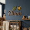 Personalized Nursery Name Wood Sign Custom Dreamy Sky Theme Wooden Wall Decor For Baby Room Kids Bedroom Over The Crib Newborn Shower Gift Boys Girls - Style 5