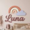 Personalized Nursery Name Wood Sign Custom Dreamy Sky Theme Wooden Wall Decor For Baby Room Kids Bedroom Over The Crib Newborn Shower Gift Boys Girls - Style 6