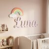 Personalized Nursery Name Wood Sign Custom Dreamy Sky Theme Wooden Wall Decor For Baby Room Kids Bedroom Over The Crib Newborn Shower Gift Boys Girls - Style 7
