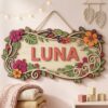 Personalized Nursery Name Wood Sign, Custom Floral Botanical Wall Decor For Baby Room, Kids Bedroom Door Plaque, Newborn Shower Gift For Boys Girls - Style 2