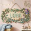 Personalized Nursery Name Wood Sign, Custom Floral Botanical Wall Decor For Baby Room, Kids Bedroom Door Plaque, Newborn Shower Gift For Boys Girls - Style 3