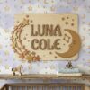Personalized Nursery Name Wood Sign, Custom Nature Inspired Wooden Hanging Plaque For Baby Room, Kids Bedroom Wall Decor, Baby Shower Gift - Style 1