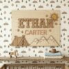 Personalized Nursery Name Wood Sign, Custom Nature Inspired Wooden Hanging Plaque For Baby Room, Kids Bedroom Wall Decor, Baby Shower Gift - Style 3