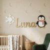 Personalized Nursery Name Wood Sign, Custom Wooden Animal Wall Decor For Kids Bedroom Or Baby Room, Door Plaque, Newborn Shower Gift Boys Girls - Style 10