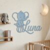 Personalized Nursery Name Wood Sign, Custom Wooden Animal Wall Decor For Kids Bedroom Or Baby Room, Door Plaque, Newborn Shower Gift Boys Girls - Style 3