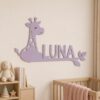 Personalized Nursery Name Wood Sign, Custom Wooden Animal Wall Decor For Kids Bedroom Or Baby Room, Door Plaque, Newborn Shower Gift Boys Girls - Style 4