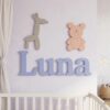 Personalized Nursery Name Wood Sign, Custom Wooden Animal Wall Decor For Kids Bedroom Or Baby Room, Door Plaque, Newborn Shower Gift Boys Girls - Style 5