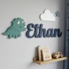 Personalized Nursery Name Wood Sign, Custom Wooden Animal Wall Decor For Kids Bedroom Or Baby Room, Door Plaque, Newborn Shower Gift Boys Girls - Style 6