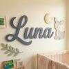 Personalized Nursery Name Wood Sign, Custom Wooden Animal Wall Decor For Kids Bedroom Or Baby Room, Door Plaque, Newborn Shower Gift Boys Girls - Style 8