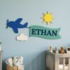 Personalized Nursery Name Wood Sign Custom Wooden Name Plaque Wall Decor For Baby Room Kids Bedroom Over The Crib Newborn Baby Shower Gift For Boys - Style 1