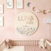 Personalized Nursery Name Wood Sign, Custom Wooden Wall Decor For Baby Room, Kids Bedroom Door Plaque, Newborn Baby Shower Gift For Boys And Girls - Style 3