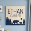 Personalized Nursery Name Wood Sign, Custom Wooden Wall Decor For Baby Room, Kids Bedroom Door Plaque, Newborn Baby Shower Gift For Boys And Girls - Style 4